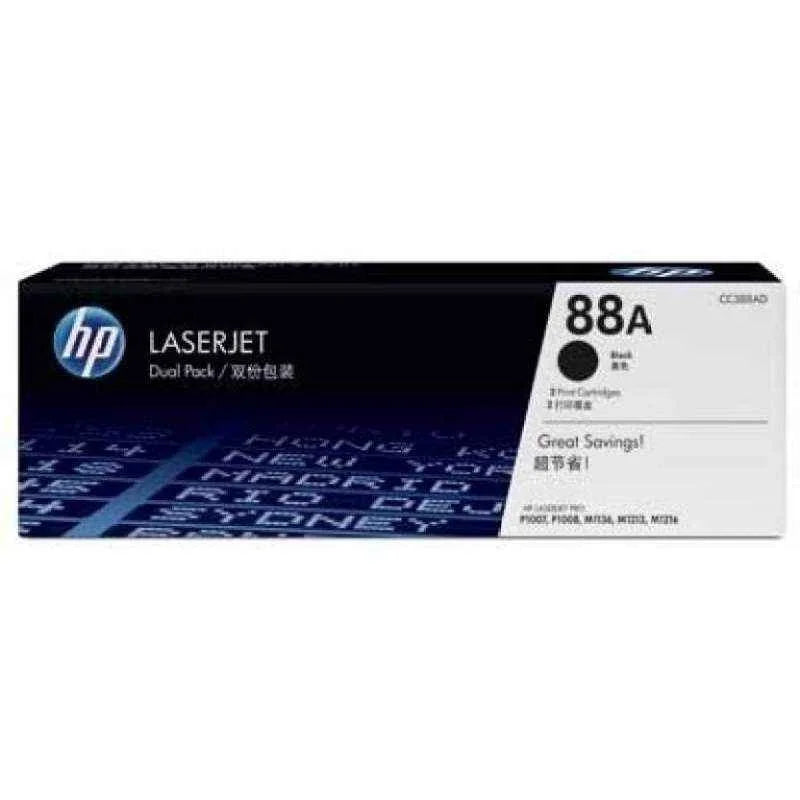HP 88A Dual Pack Black Original LaserJet Toner Cartridges, CC388AD