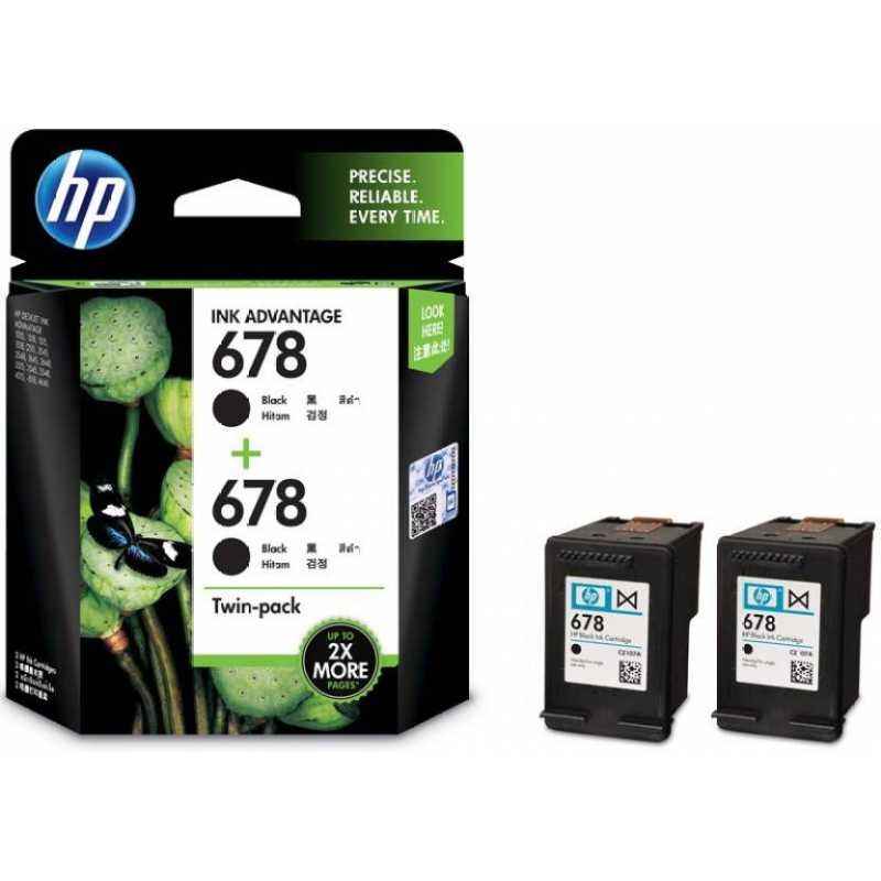 HP 678 Dual Pack Black Original Ink Advantage Cartridges, L0S23AA