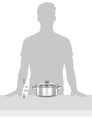 Solimo Set of 3 Stainless Steel Casseroles | Glass Lid | Flat Bottom | Dishwasher-Safe | 16 cm, 18 cm, 20 cm, 2.3 Liter, 3 Liter, 1.7 Liter