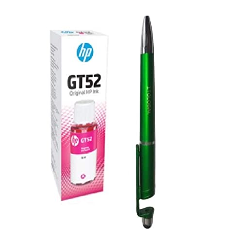 HP GT52 Ink Bottle (Magenta) with 3in1 Multi-Function Mobile Phone Stand, Stylus Pen, Anti-Metal Texture Rotating Ballpoint Pen (Very Colors)