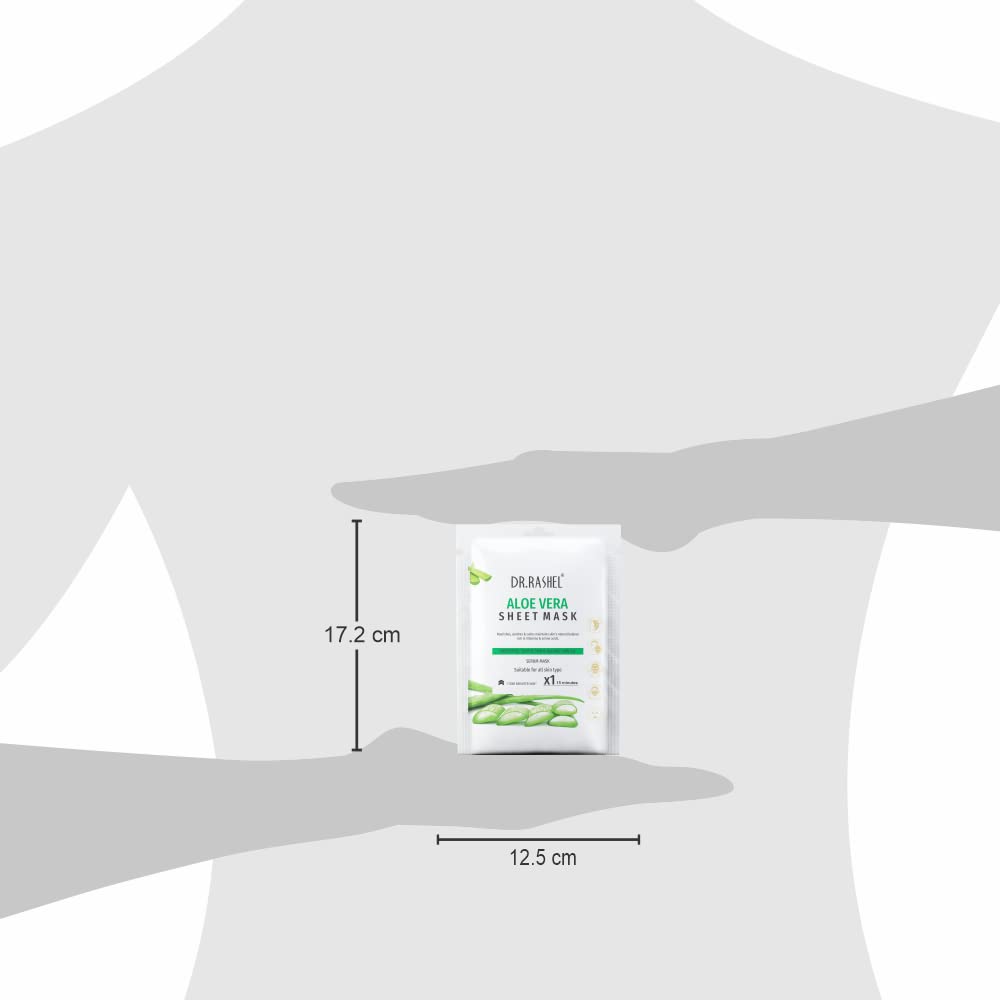 DR.RASHEL Aloe Vera Face Sheet Mask With Serum For Women And Men | All Skin Types | Deep Cleansing & Oil Control | Soothing And Hydrating | Paraben Free | Pack Of 4 | 20 Grams Each