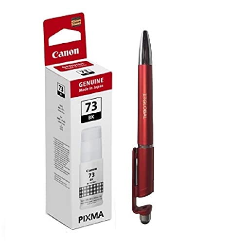 Canon 73 Black Ink Bottles with 3in1 Multi-Function Mobile Phone Stand, Stylus Pen, Anti-Metal Texture Rotating Ballpoint Pen (Very Colors) Gi-73 Gi 73 Gi73