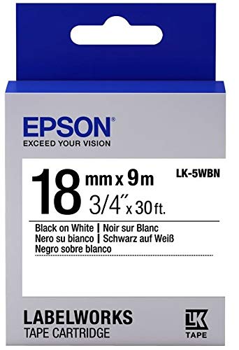 Epson_18mm Black on White Tape_LK-5WBN (Pack of 5)