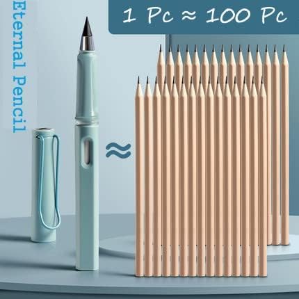 Hari Patra Everlasting Pencil Infinite Pencil,Infinity Pencil With Eraser,Inkless Magic Pencils,Portable Reusable Erasable Writing Pencil(Pack Of 4),Blue