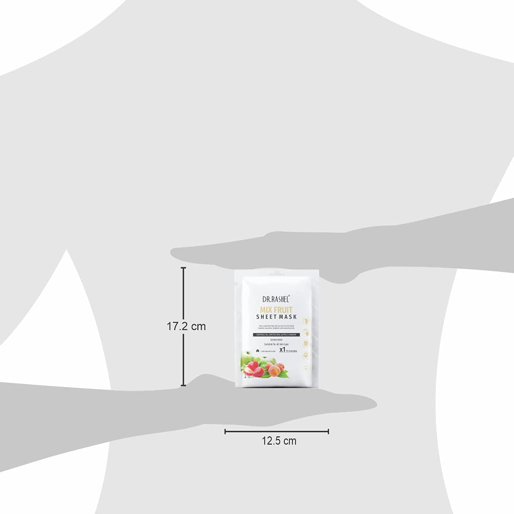 DR.RASHEL Mix Fruit Face Sheet Mask With Serum For Women and Men | All Skin Types | Soft and Healthy Skin | Deep Cleansing & Oil Control | Repairing & Nourishment | Soothing And Hydrating | Paraben Free | Pack Of 4 | 20 Grams Each