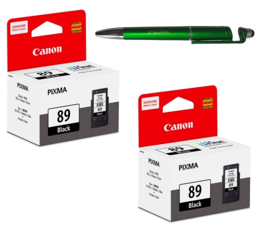 Canon PG 89 Ink Cartridge Twin - 2 Pcs E560 E560R with Retail Market 3in1 Multi-Function Mobile Phone Stand, Stylus Pen, Anti-Metal Texture Rotating Ballpoint Pen (Very Colors)