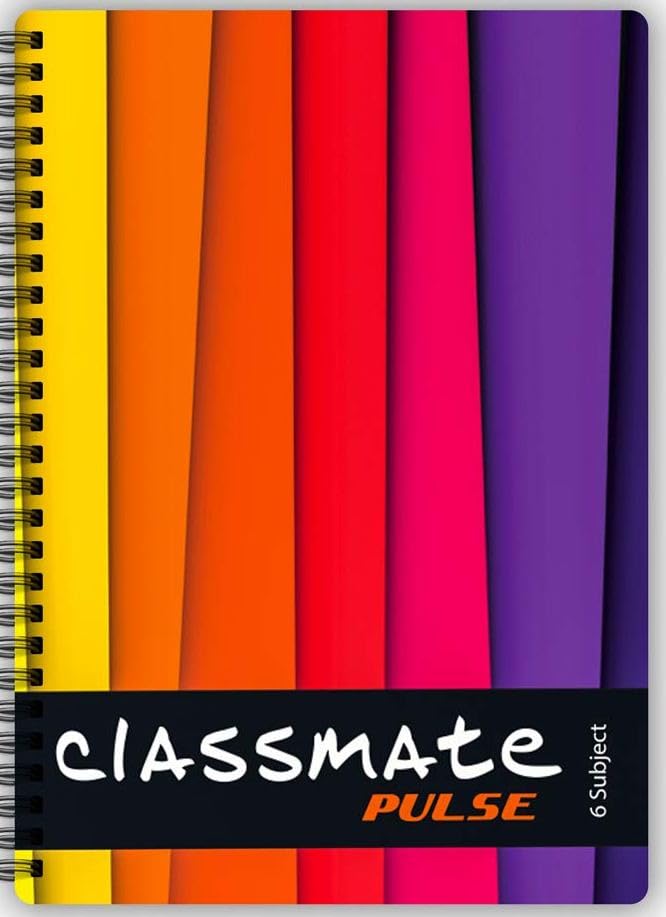Classmate Pulse 6 Subject Spiral Notebook Single Lines Ruled (24 x 18 cm) 300 Pages Wirebound Exercise Book (Pack of 1)
