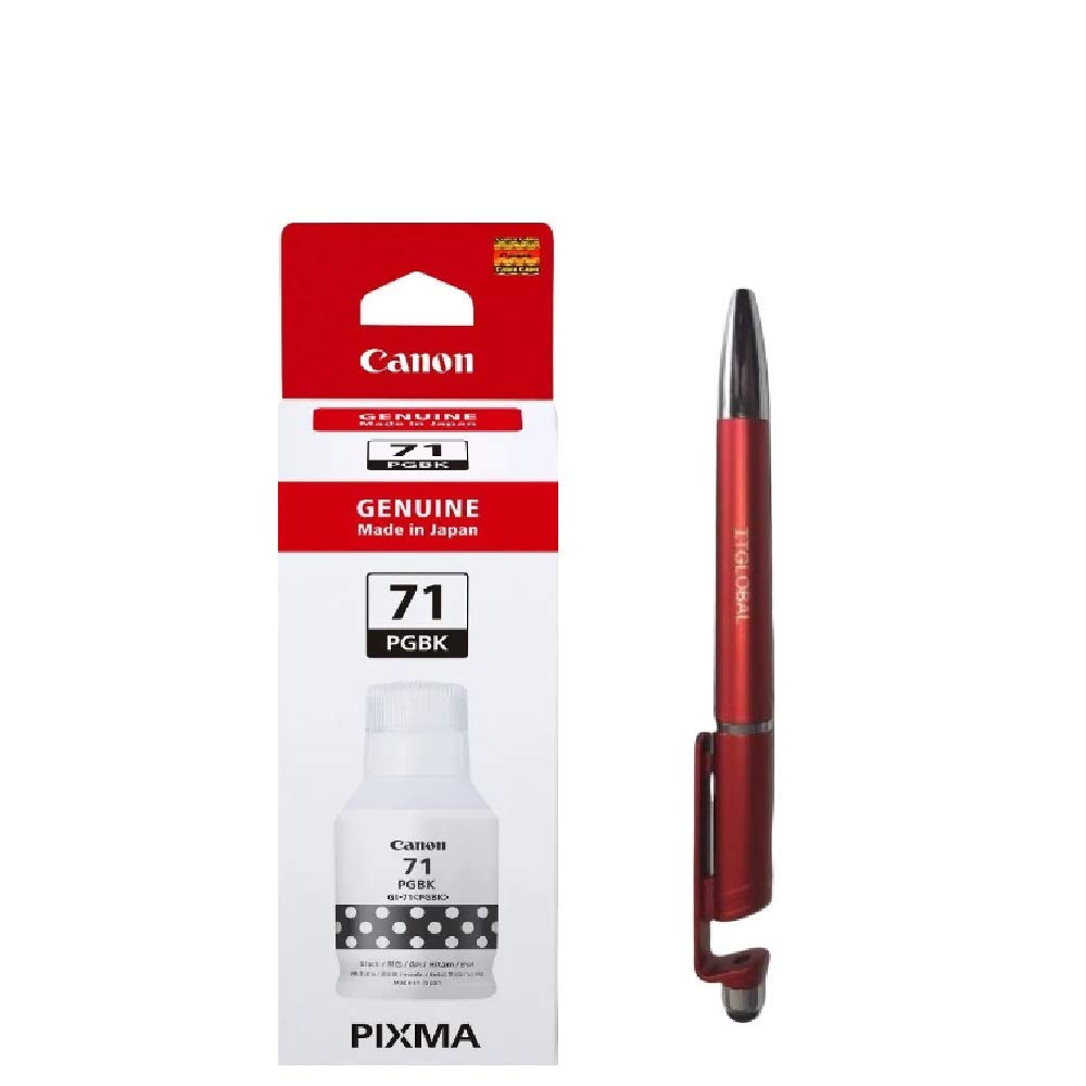 Canon 71 Black Ink Bottle GI-71 with Retail Market 3in1 Multi-Function Mobile Phone Stand, Stylus Pen, Anti-Metal Texture Rotating Ballpoint Pen (Very Colors) Gi 71 Gi71