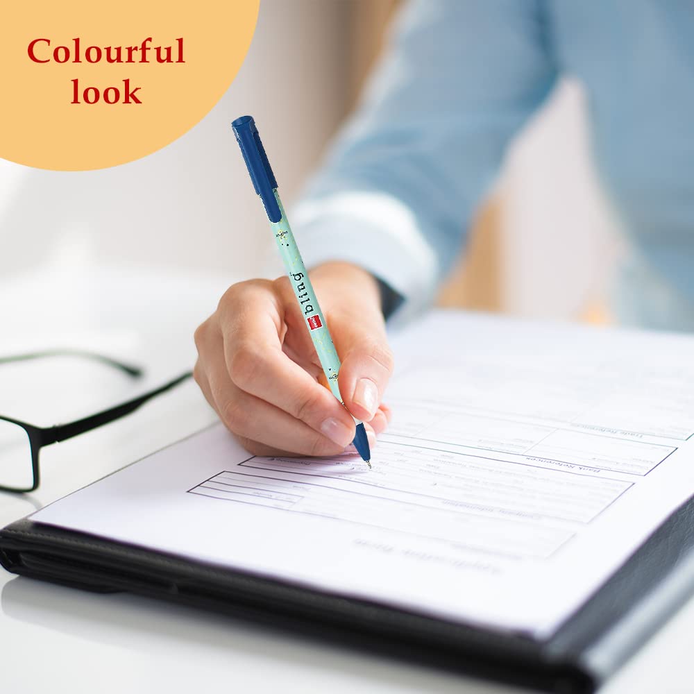 Cello Bling Pastel Ball Pen | Blue Ball Pen | Jar of 25 Units | Best Ball Pens for Smooth Writing | Ball Point Pen Set | Pens for Students | Office Stationery Items | Best pen for Exam