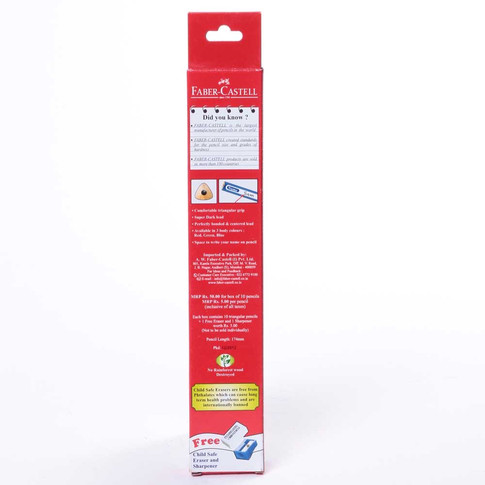 Faber-Castell Ole Grip Super Dark Pencils-Pack Of 10|Blue