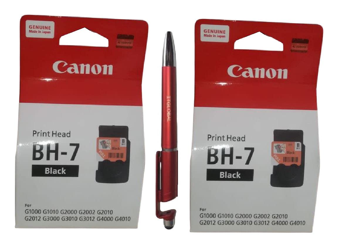 Canon Printer Head Black BH-7 (Set of 2) with Retail Market 3in1 Multi-Function Mobile Phone Stand, Stylus Pen, Anti-Metal Texture Rotating Ballpoint Pen (Very Colors) BH 7