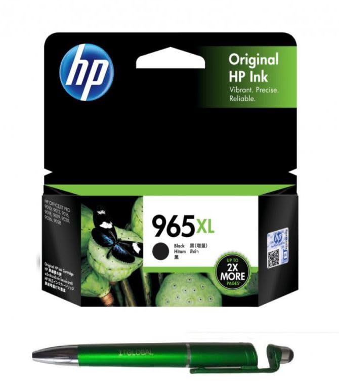 HP 965XL Ink Cartridge (Black) with 3in1 Multi-Function Mobile Phone Stand, Stylus Pen, Anti-Metal Texture Rotating Ballpoint Pen (Very Colors)