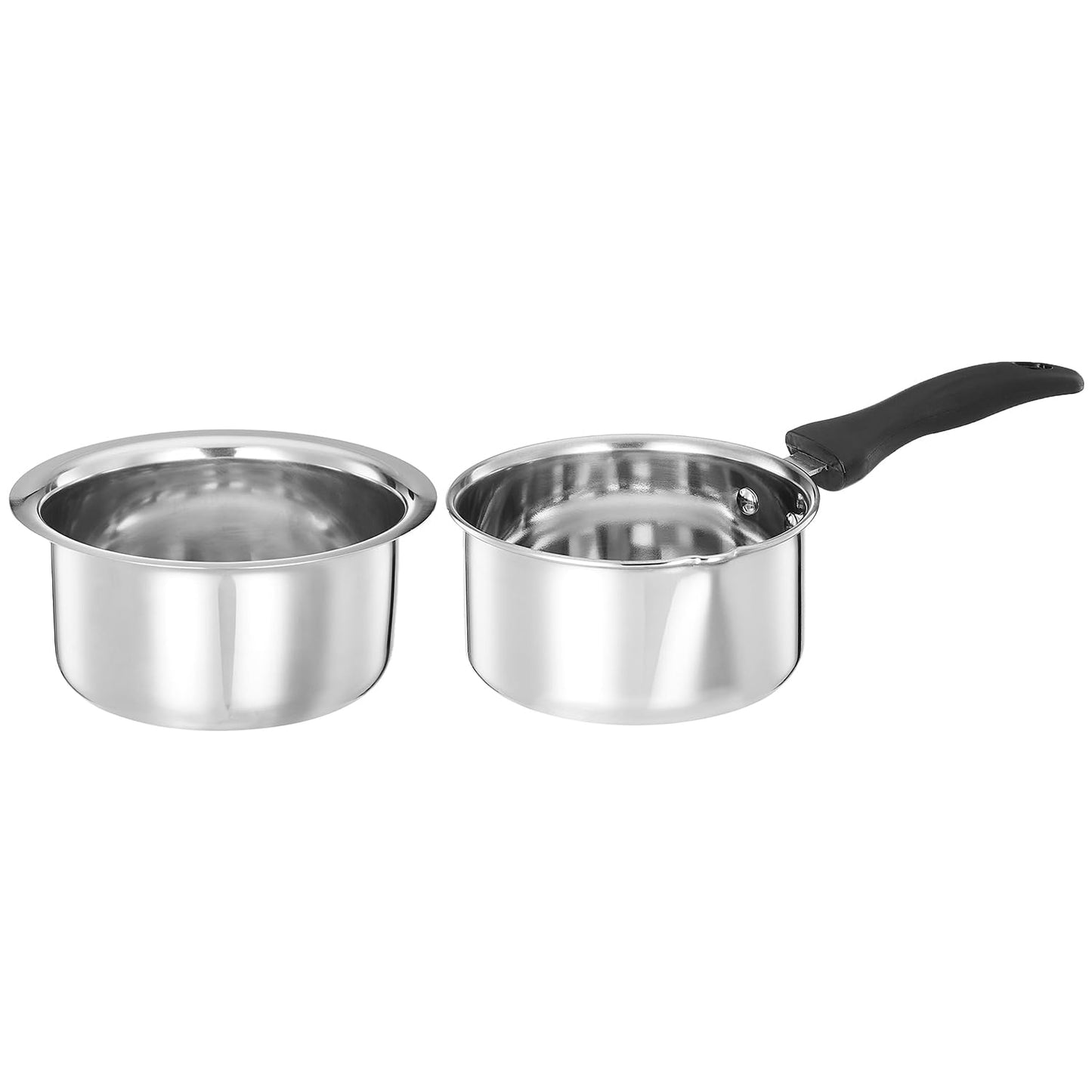 Solimo - 2 Pcs Stainless Steel Cookware Set - (Tope 18 cm, Sauce 14 cm) 2500 Liter
