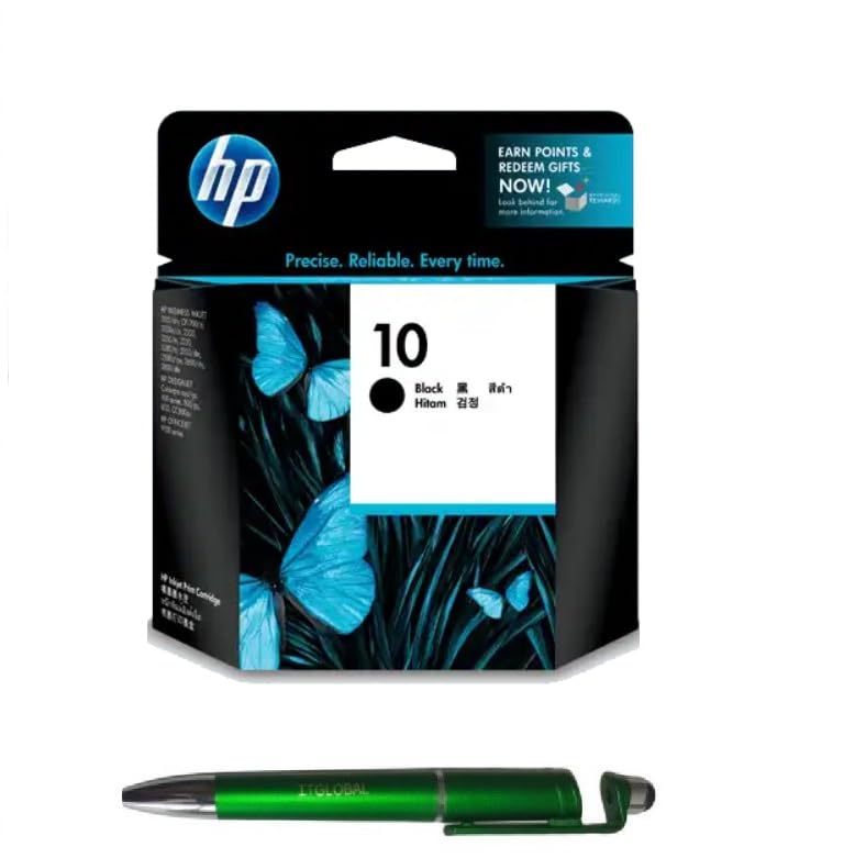 HP 10 Ink Cartridge (Black) with 3in1 Multi-Function Mobile Phone Stand, Stylus Pen, Anti-Metal Texture Rotating Ballpoint Pen (Very Colors)