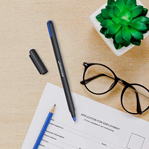 Pentonic 1.0mm Ball Pen Blister Pack | Grey Body | Pink,Green,Orange,Brown,Lime Green,Purple,Turquoise Blue,Blue,Grey,Red Ink | Set of 10 Pens