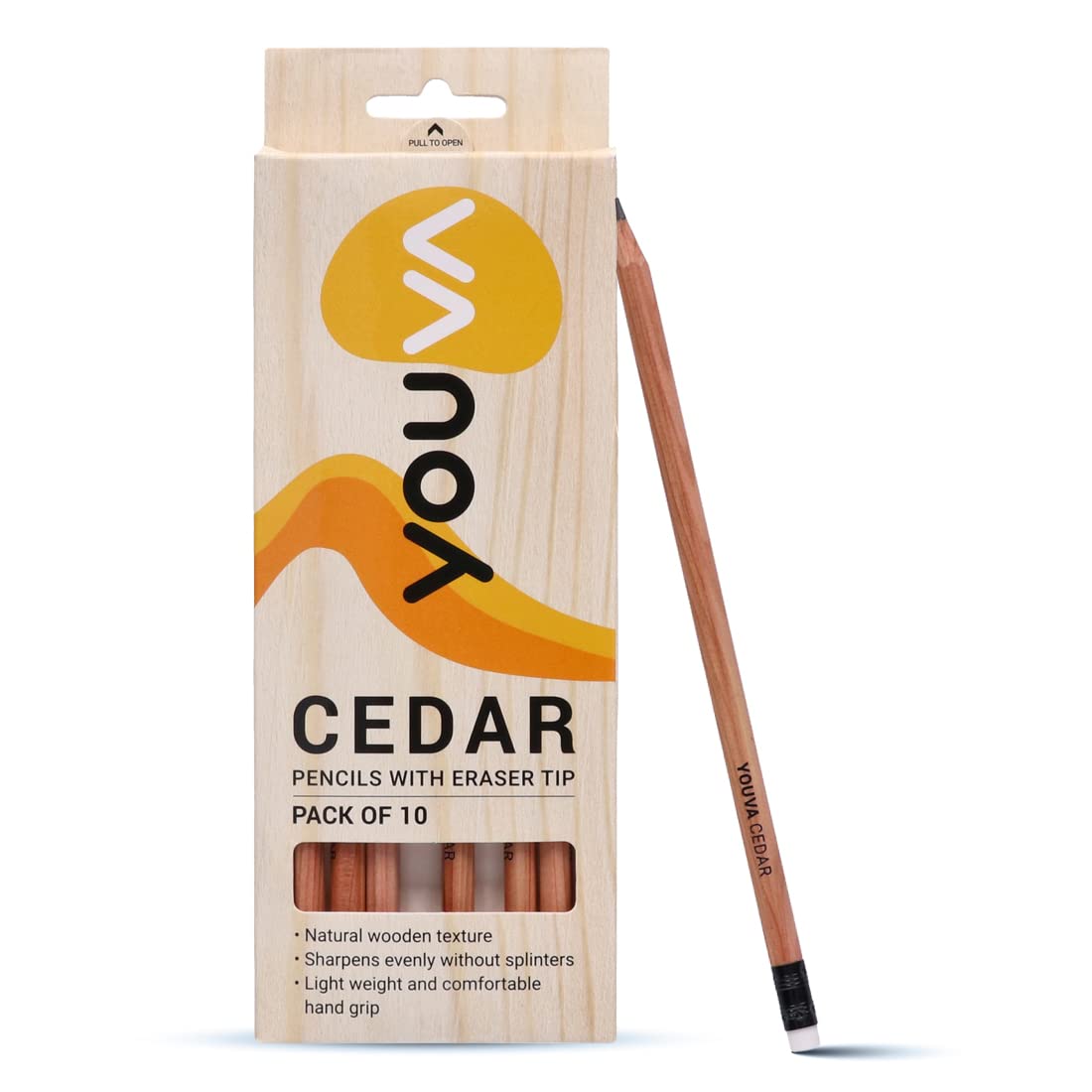 YOUVA Navneet Youva | Cedar Pencils With Eraser Tip For Students And Professionals | Writing Pencils | Pack Of 10 | Black