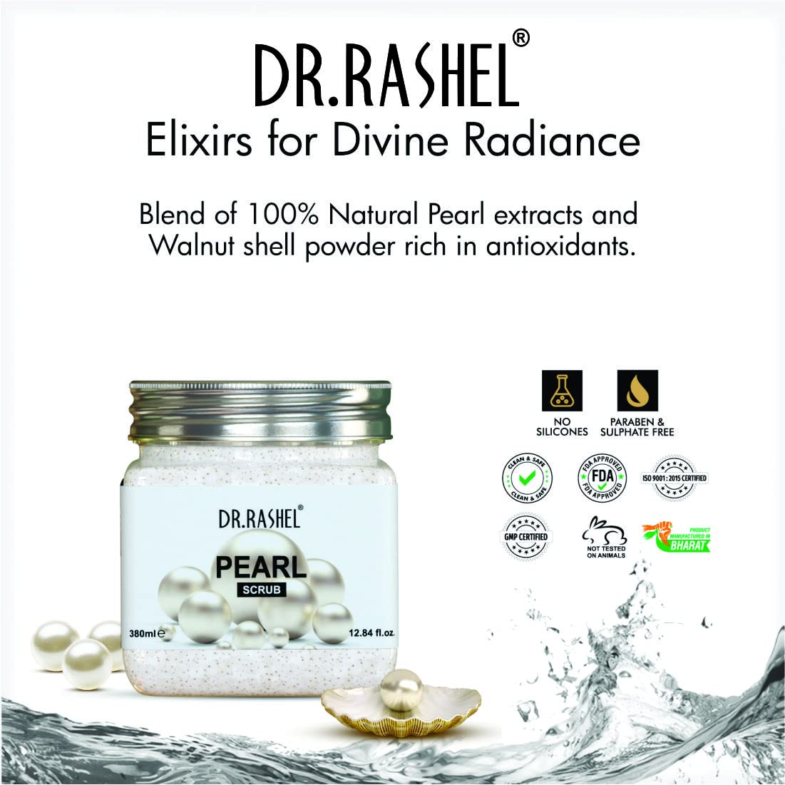 DR.RASHEL Pearl Scrub For Face & Body (380 Ml) | All Skin |Cleanser Scrub For Deep Exfoliation | Dead Skin Remover Scrub | Tan Removal | Blackhead Remover Scrub