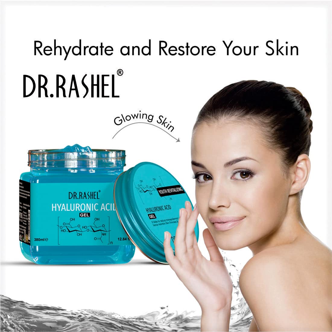 DR.RASHEL Non-Sticky Hyaluronic Gel Revitalise Skin Youth Nourishing, Hydrating & Elasticity Daily Face Moisturizer For All Skin Types - 380 ML