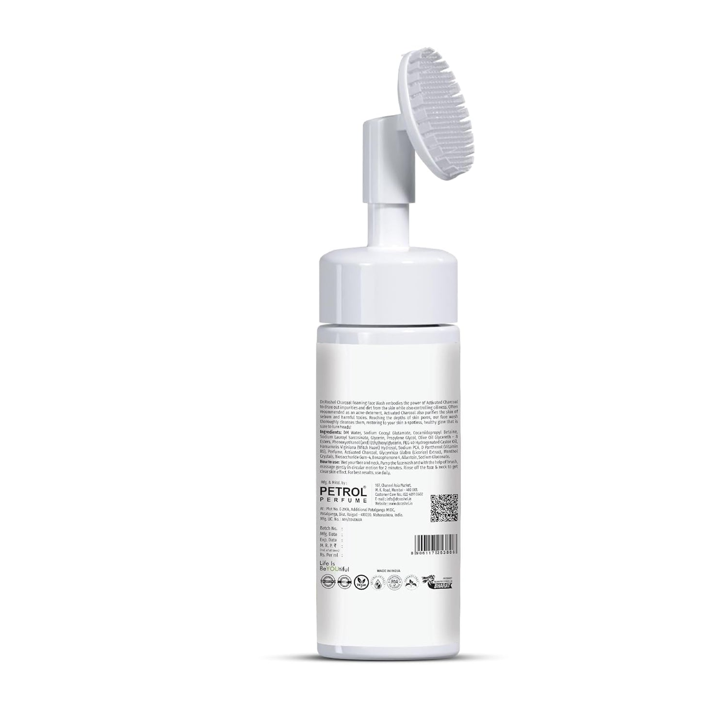 Dr.Rashel Charcoal Foaming Face Wash For Deep Cleansing With Licorice Extract & Menthol Crystals For Fight Against Pollutant (150 ml)