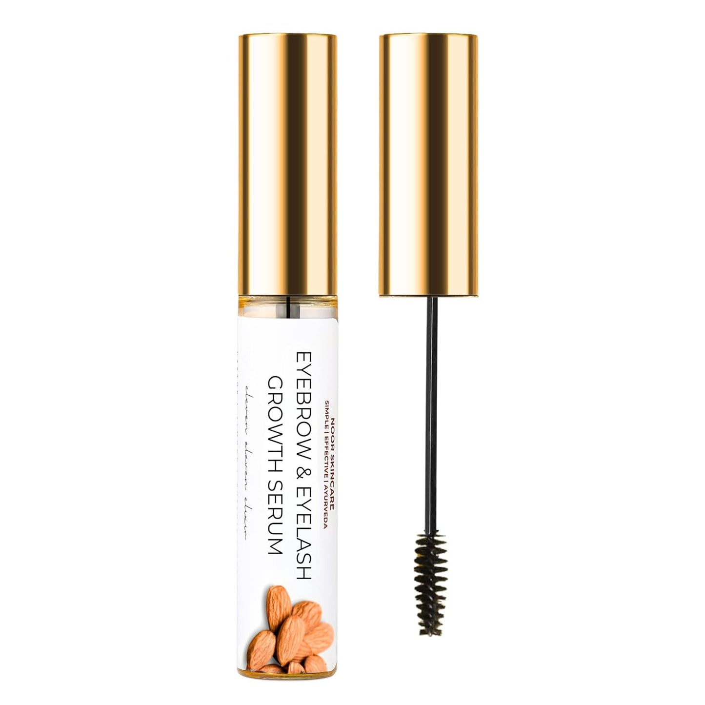 Noor Skincare Eyebrow & Eyelash Growth Serum/Oil - Organic, Brow & Lash Boosting Enhancer for Thick Eyebrows and Eyelashes - has Castor oil for Volume & comes with Applicator (5 ml)