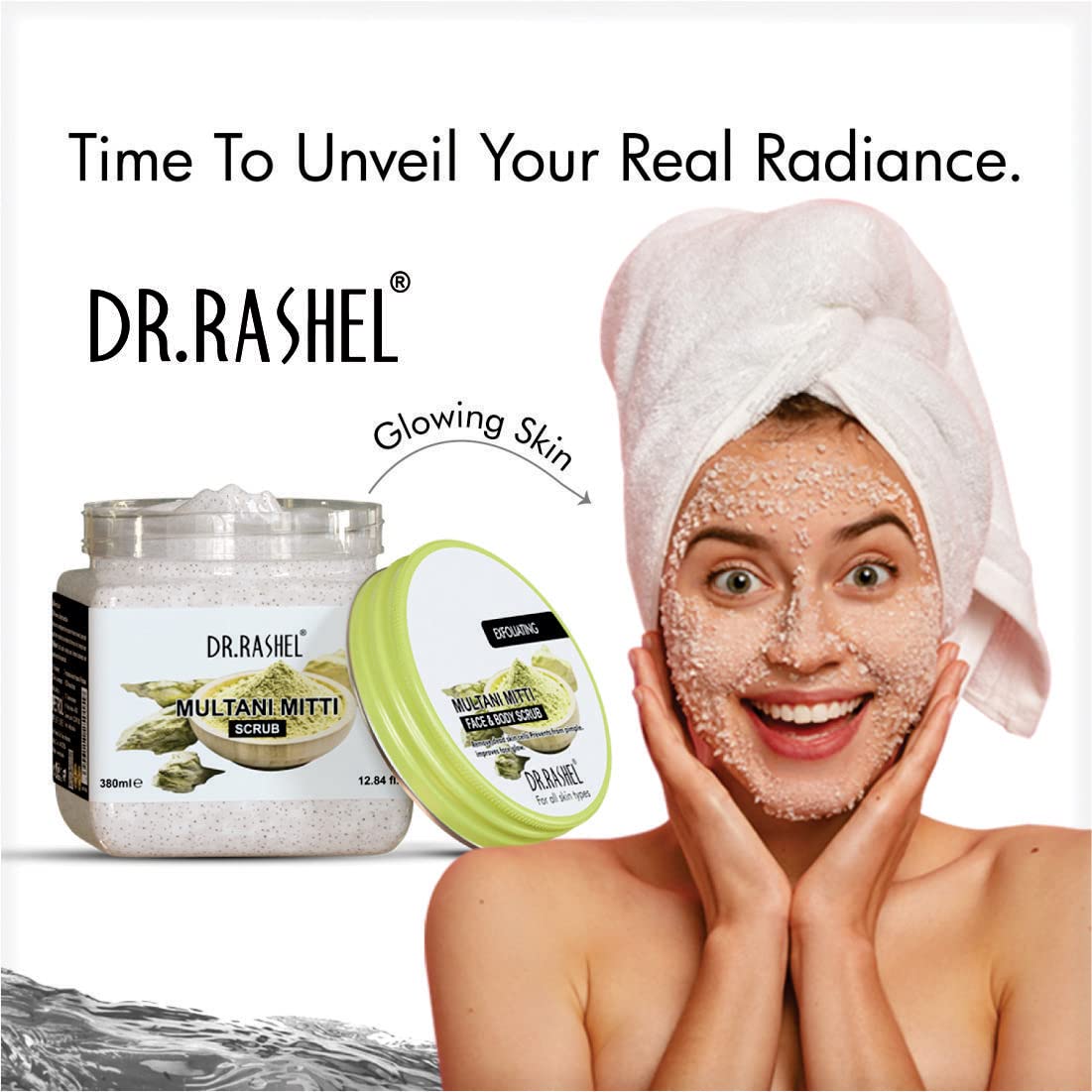 DR.RASHEL Multani Mitti Scrub For Face & Body (380 Ml) | All Skin |Cleanser Scrub For Deep Exfoliation | Dead Skin Remover Scrub | Tan Removal | Blackhead Remover Scrub