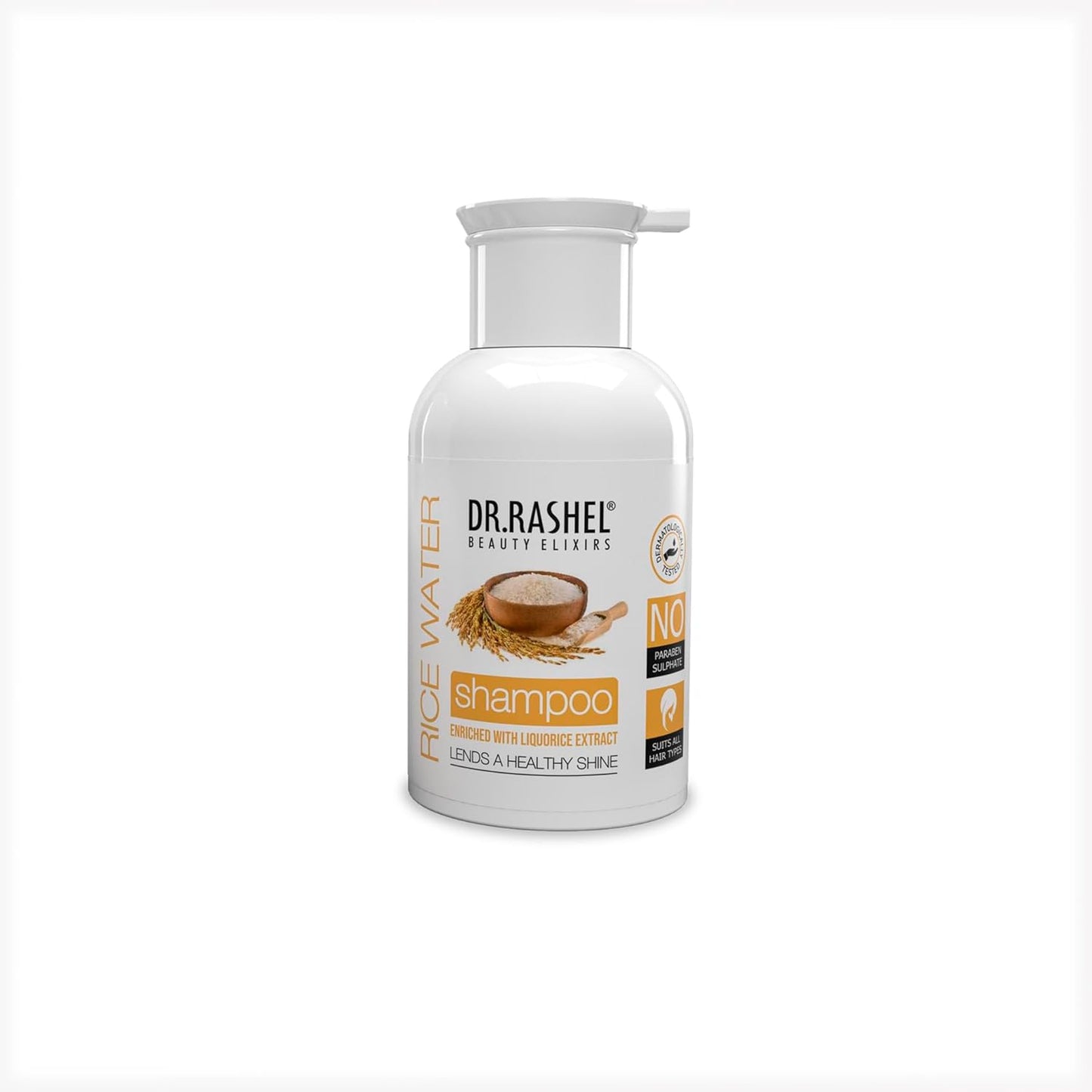 DR.Rashel Rice Shampoo Enriched with Goodness of Liquorice Extarct & Vitamin B5 | Enhance Scalp Health & Hair Growth | Sutiable For Detangle & Breakage Free Shiny Healthy Hair For Men Women 250 ML