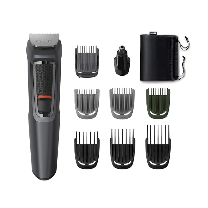 Philips India's No.1 Men's Trimmer | Self Sharpening Blades | Single Stroke Grooming I 9 in1 Face, Nose and Body I 2+1* year warranty | Powerful motor | No Oil Needed I 60 min runtime I MG3710/65