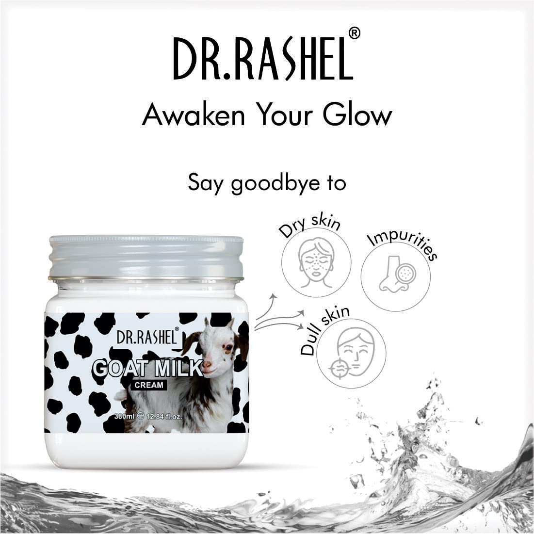 DR.RASHEL Goat Milk Face Cream For Women and Men (380 Ml) | All Skin Types |Soft and Healthy Skin | Repairing & Nourishment | Deep Hydration & Moisturization | 100% Vegan | Paraben Free