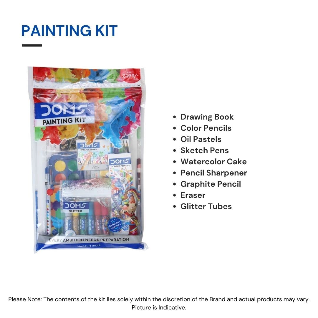 DOMS Painting Kit Pack of 8 Items for Kids Artists Office Works (Multicolour)