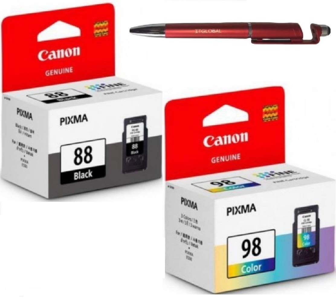 Canon 88 & 98 Ink Cartridge with 3in1 Multi-Function Mobile Phone Stand, Stylus Pen, Anti-Metal Texture Rotating Ballpoint Pen (Very Colors) PG 88 CL 98 PG-88 CL-98