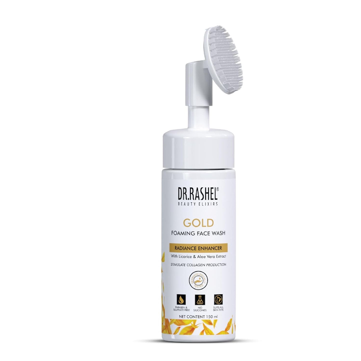 Dr.Rashel Gold Foaming Face Wash For Radiance Enhancer With Licorice & Aloe Vera Extract For Stimulate Collagen Production (150 ml)