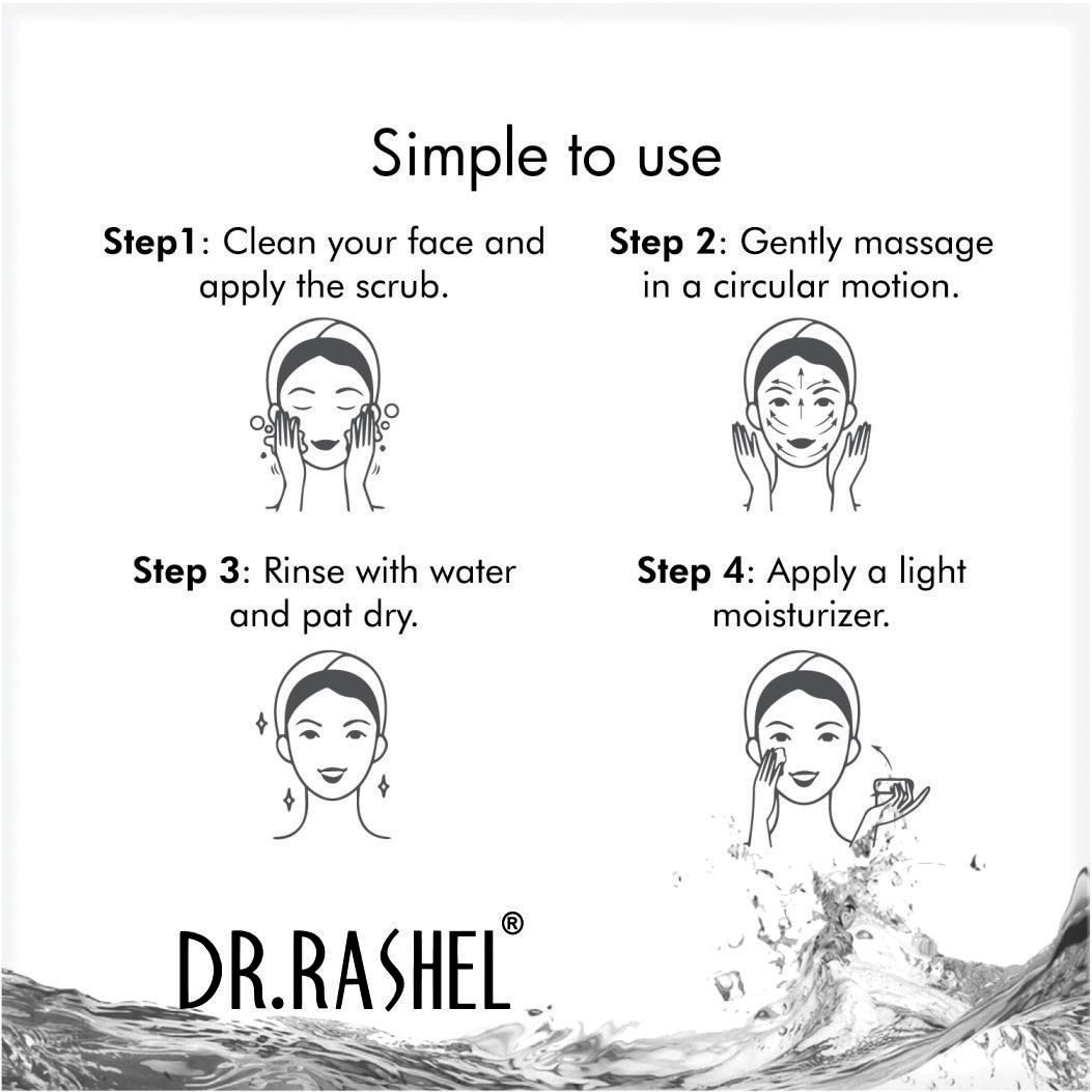 DR.RASHEL Charcoal Gel Face & Body Scrub For Men and Women (380 Ml) | All Skin |Cleanser Scrub For Deep Exfoliation | Dead Skin Remover | Tan Removal | Blackhead Remover