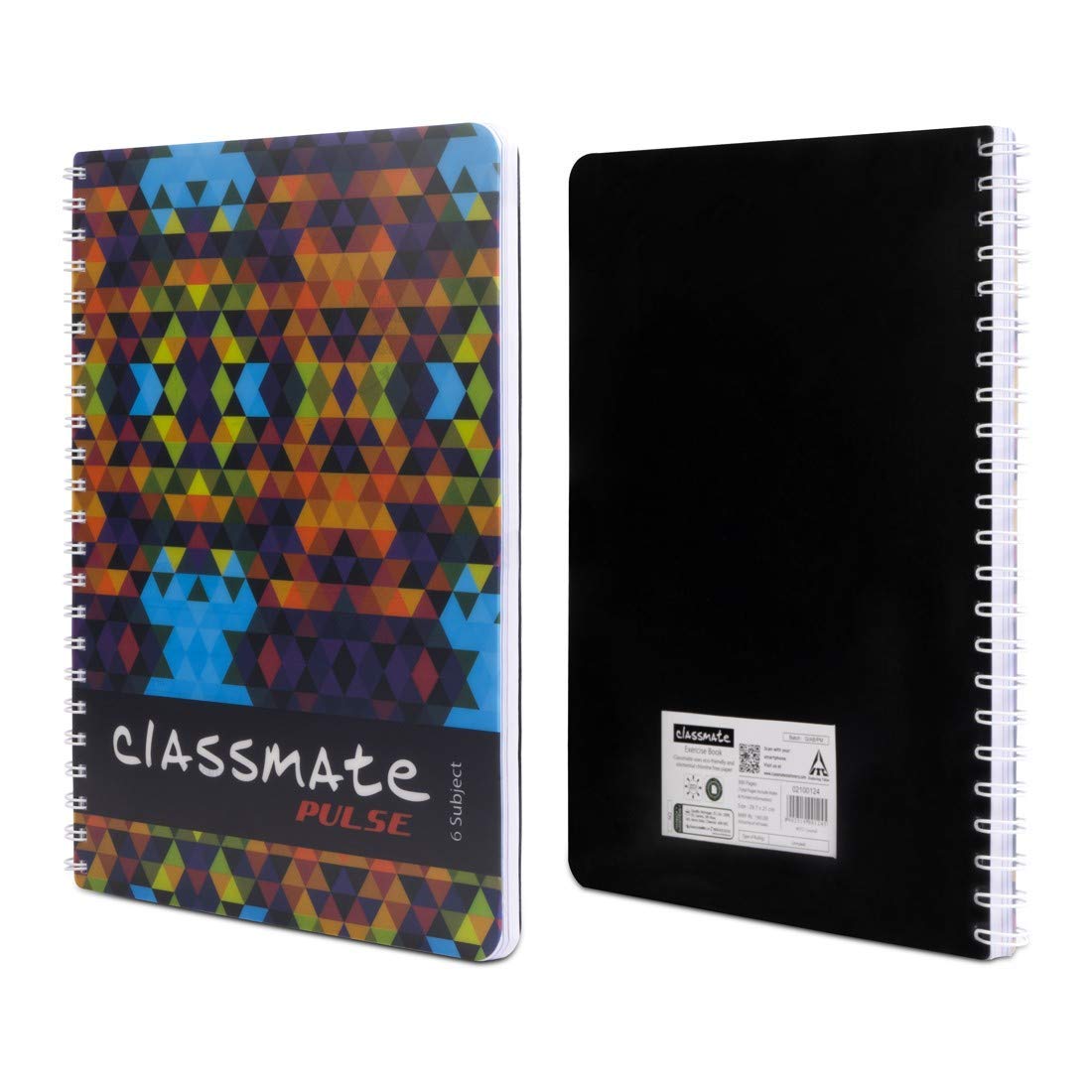 Classmate Pulse 6 Subject Spiral Notebook - Pack of 1 | Unruled | 300 Pages | A4-29.7cm x 21.0cm | Attractive Cover Designs | Soft Cover | Notebooks for College Students