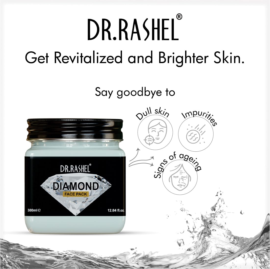 DR.RASHEL Diamond Face Pack For Nourishing Skin & Deep Cleansing (380 Ml) | Fight Against Wrinkles & Enhance Skin Elasticity | Suitable For Moistrizing Skin & Fairness | Applicable For Men & Women