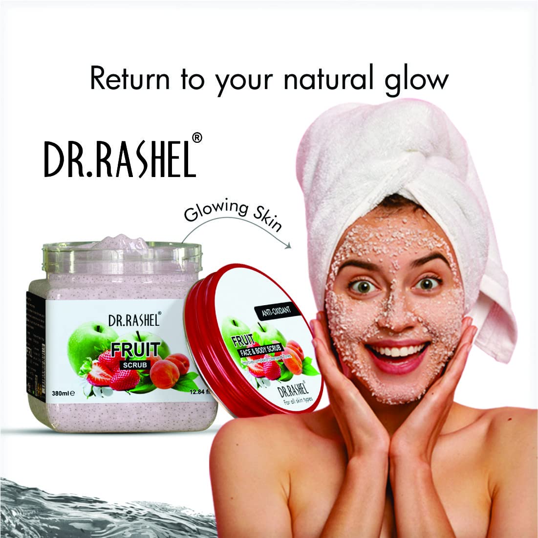 DR.RASHEL Fruit Scrub For Face & Body (380 Ml) | All Skin |Cleanser Scrub For Deep Exfoliation | Dead Skin Remover Scrub | Tan Removal | Blackhead Remover Scrub