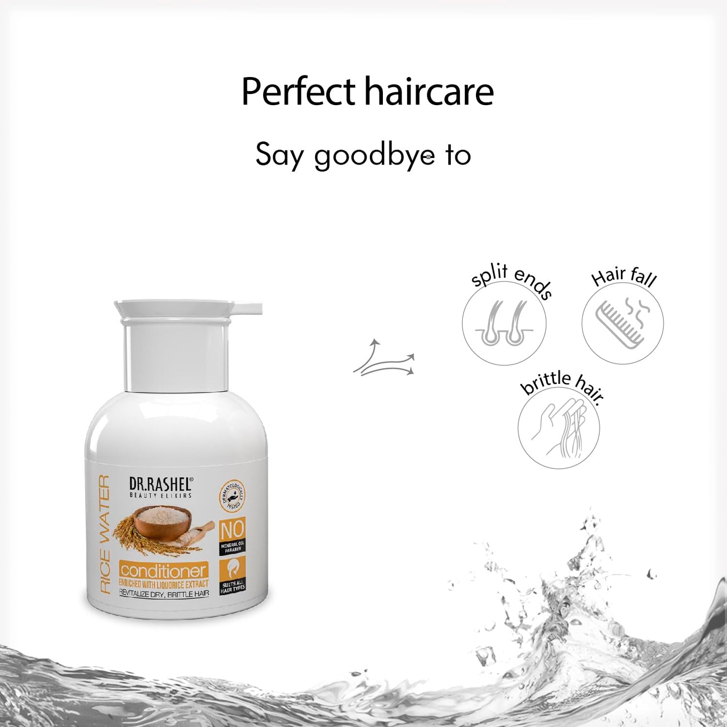 DR.Rashel Rice water Hair Conditioner For Men & Women Enriched with Goodness of Liquorice Extarct & Vitamin E | Revitalize Dry & Brittle Hair | Sutiable For Detangled & Breakage Free Hair 200 ML