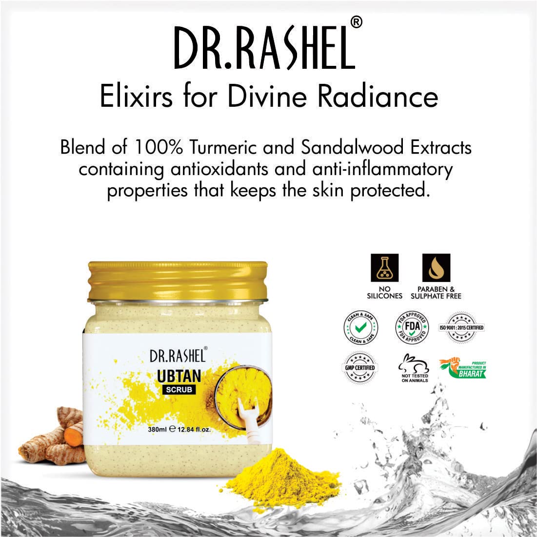 DR.RASHEL Ubtan Scrub For Face & Body (380 Ml) |Haldi for Glowing Skin | Cleanser Scrub For Deep Exfoliation | Dead Skin Remover Scrub | Blackhead Remover Scrub | Skin Brightening Lightening