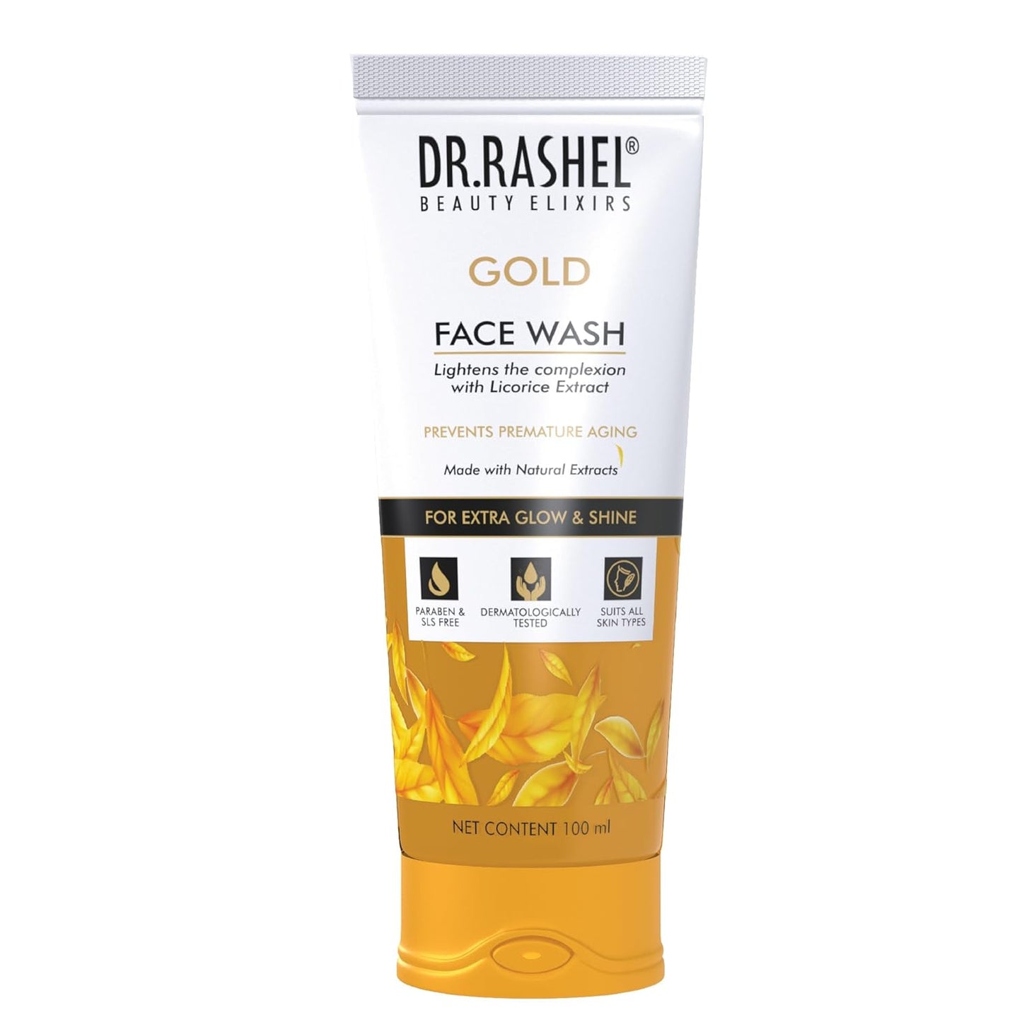 DR.RASHEL Gold Face Wash Lighten the Complexion with Licorice Extract with No Parabens, SLS, Silicones & Colour (100 ml)