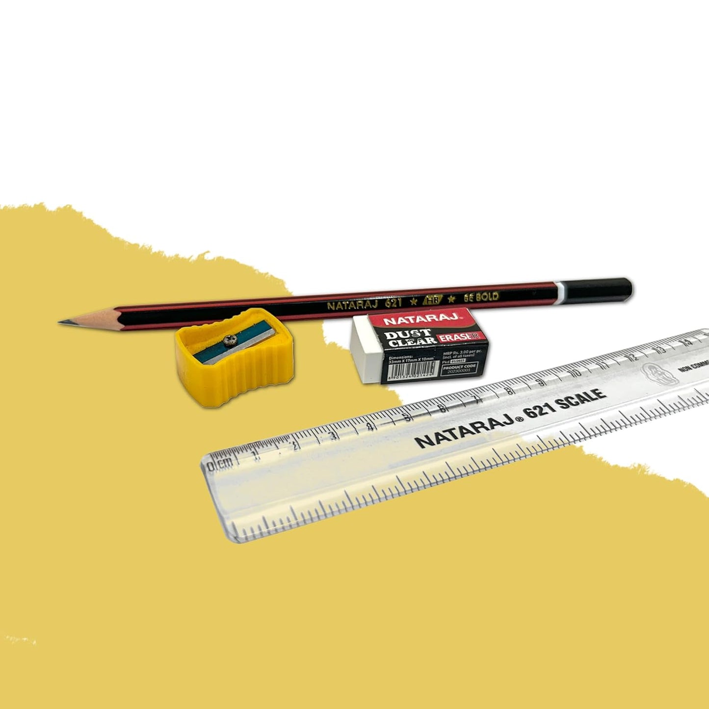 Nataraj Best of Luck Kit, Includes 1 Pencil, 1 Sharpener, 1 Eraser & 1 Scale, Hassle Free Carrying, Essential Stationary Items, Thoughtful Gift Option, Combo of 4 Items