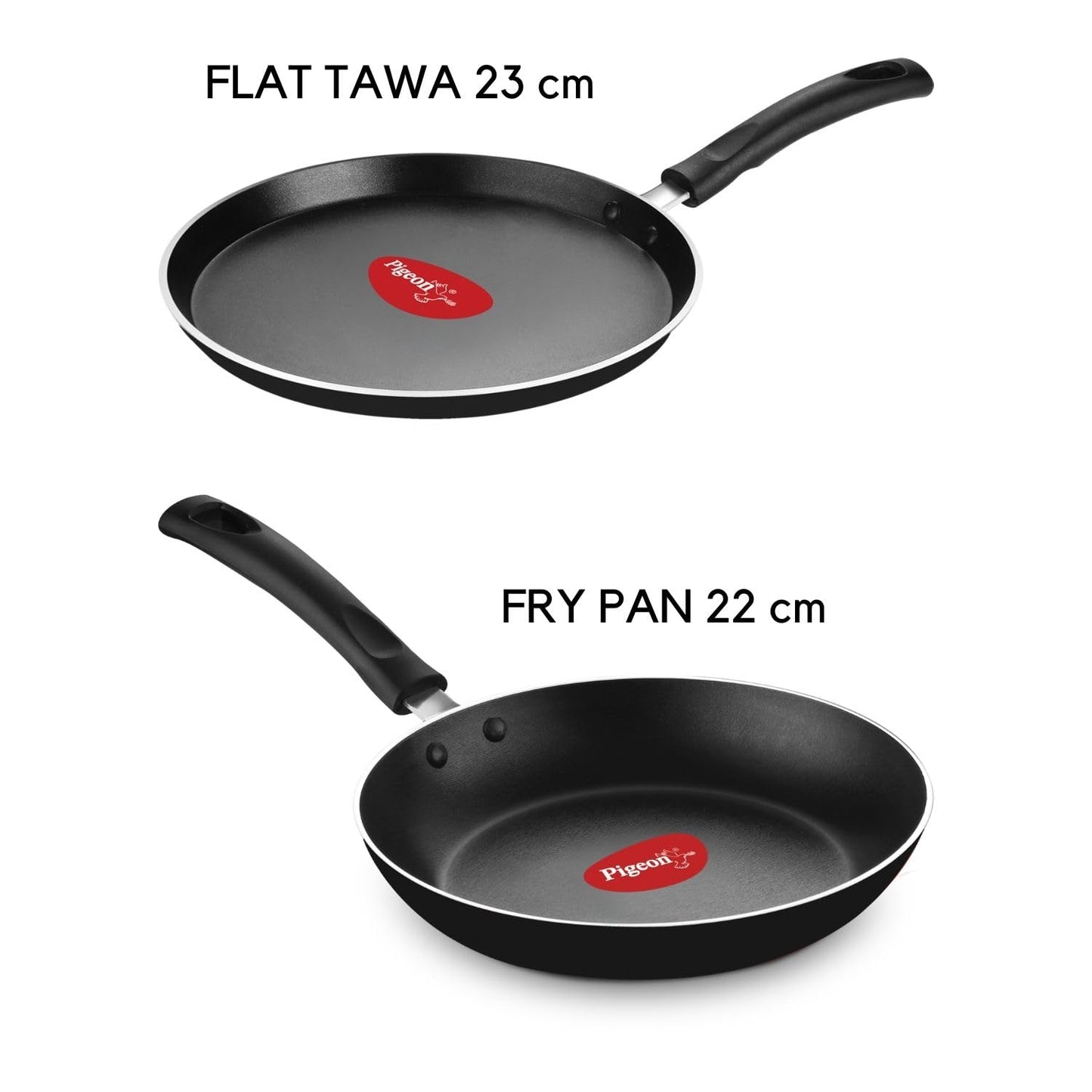 Pigeon Mio Nonstick Aluminium Cookware Gift Set, Includes Nonstick Flat Tawa, Nonstick Fry Pan, Kitchen Tool Set, Nonstick Kadai with Glass Lid, 8 Pieces Kitchen Set (Black)