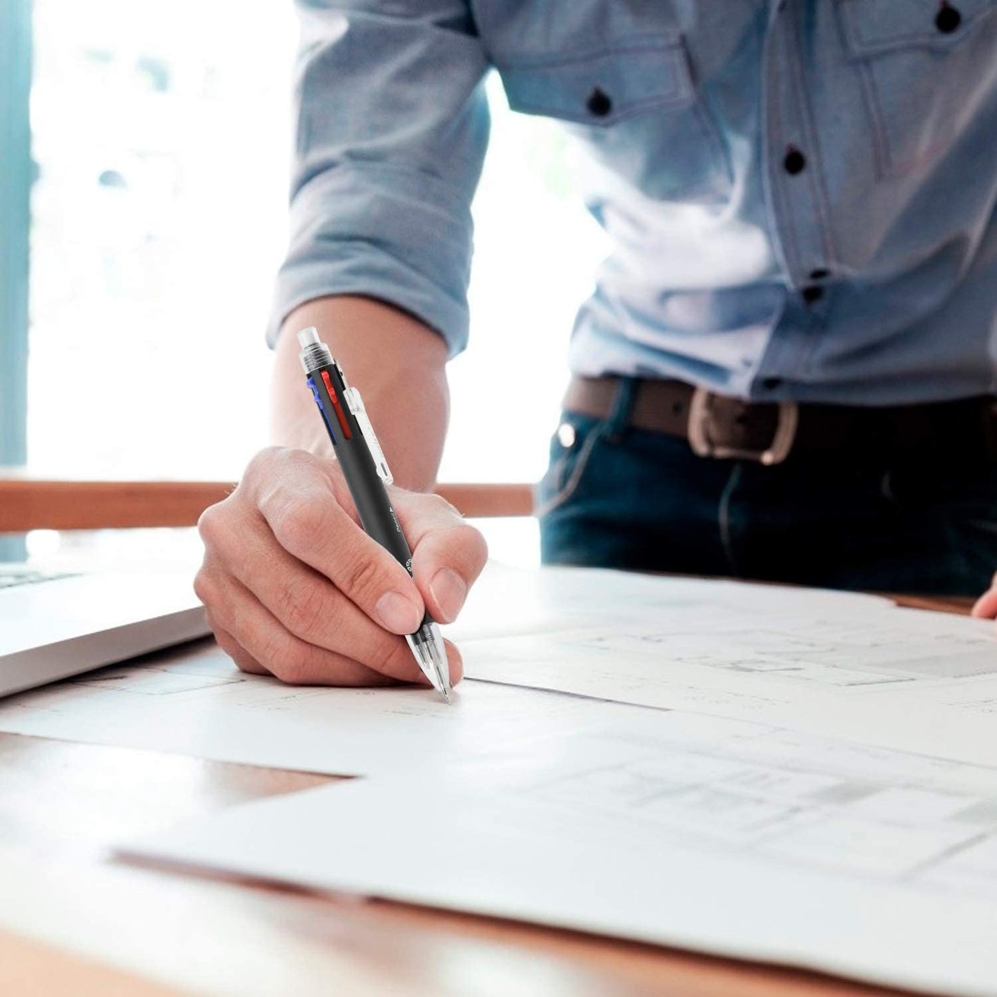 Levin THE NEXT LEVEL IN OFFICE STATIONERY Baile 6 In 1 White Ballpoint Pens 5 Colors 0.7 Mm Ballpoint Pen And 0.5 Mm Mechanical Pencil In One Pen (Pack Of 1, Color May Vary)