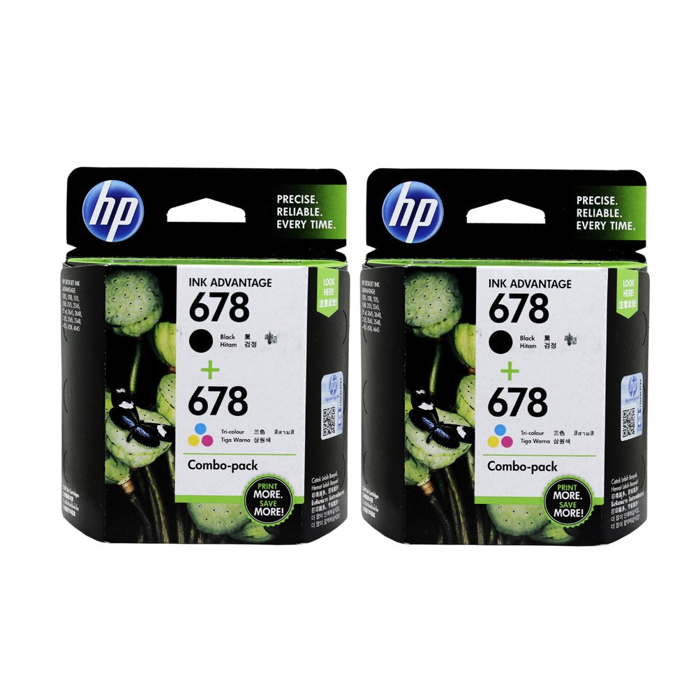 HP 678 Combo Pack - Black & Tricolor Ink Cartridge Pack of 2