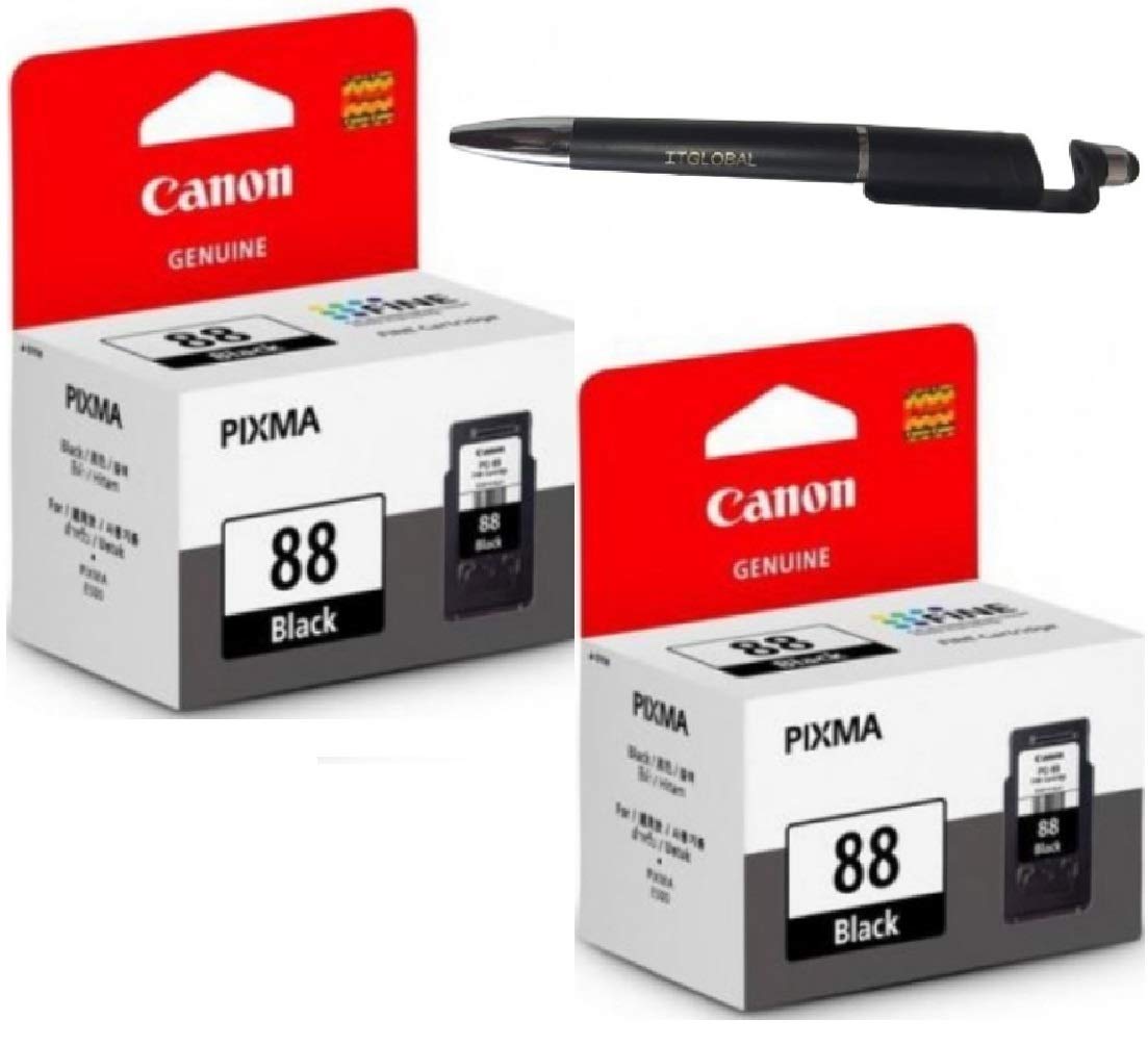 Canon PG 88 Ink Cartridge Twin - 2 Pcs E500 E510 E600 E610 with 3in1 Multi-Function Mobile Phone Stand Stylus Pen Anti-Metal Texture Rotating Ballpoint Pen