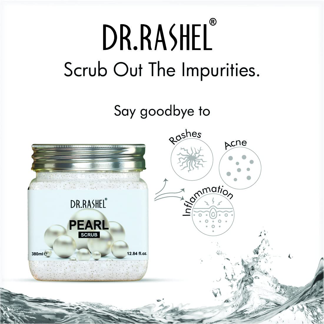 DR.RASHEL Pearl Scrub For Face & Body (380 Ml) | All Skin |Cleanser Scrub For Deep Exfoliation | Dead Skin Remover Scrub | Tan Removal | Blackhead Remover Scrub