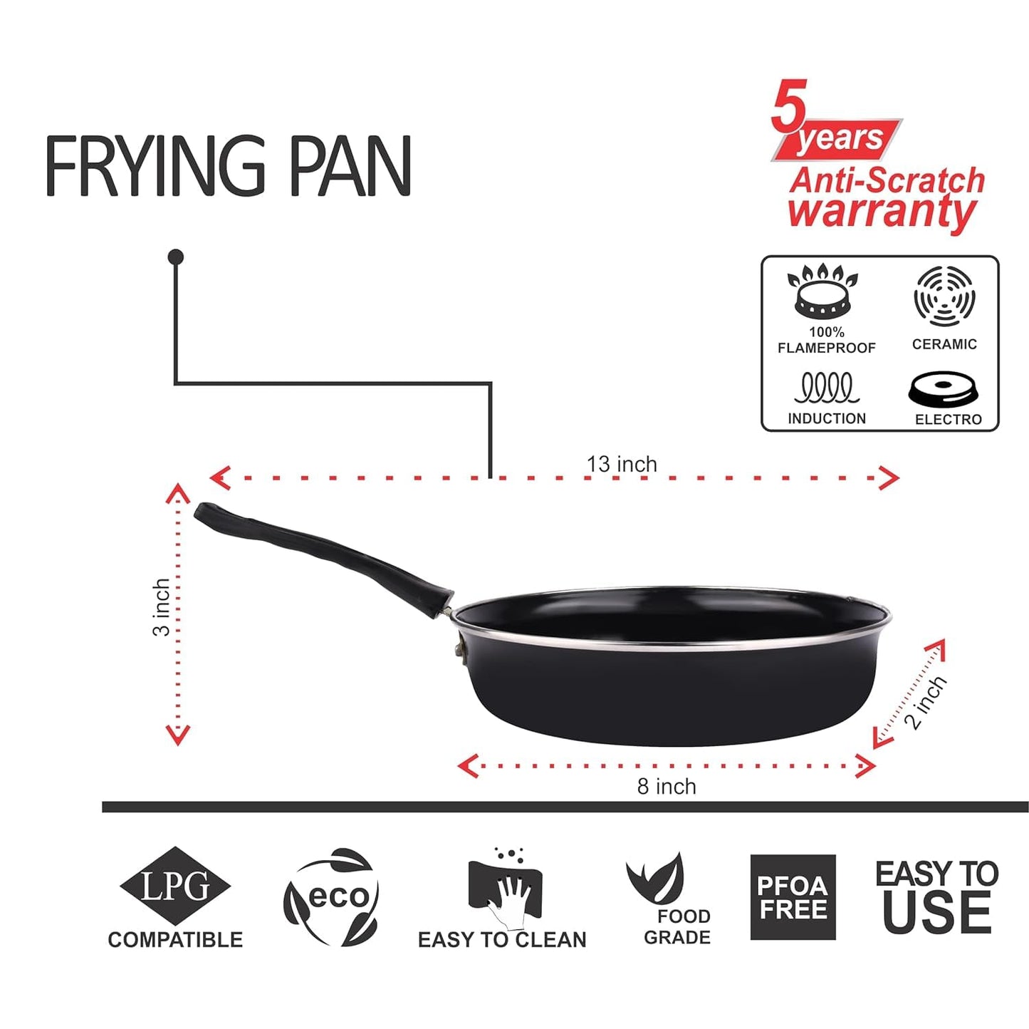 Jesa homes 4 Pieces Accessories | Non Stick Induction Cookware Cooking Cooktop Combo Set for Kitchen | Kadai with Lid, Sauce pan, Fry - Frying Pan, Tadka Pan | Made of Cast Iron