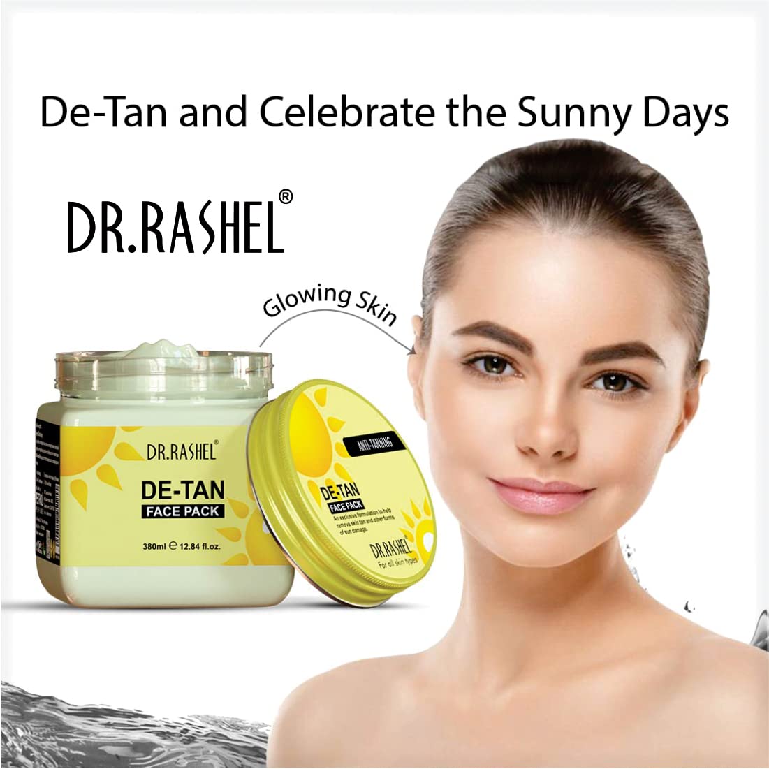 DR.RASHEL De-Tan Face Pack for Glowing Skin, Oil Control, Acne, Pimples, Detan, Blemishes, Pigmentation & Brightening, Face Cleansing for Face & Body (380 Ml)