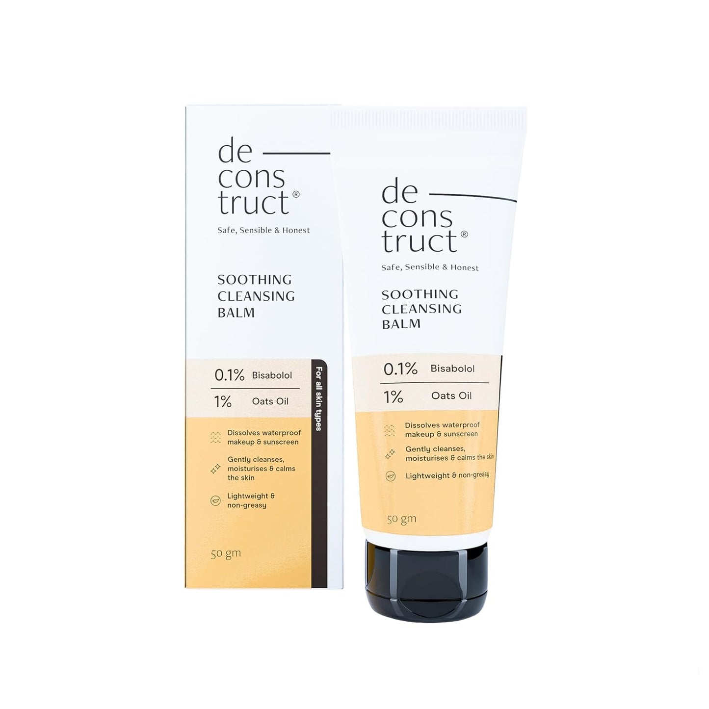 Deconstruct Soothing Makeup Cleansing Balm|Contains 0.1% Bisabolol&1% Oats Oil|Gentle Makeup Remover|For Normal,Dry,Combination Skin|Removes Excess Oil&Dirt,Detoxifies&Clear Pores|For Men&Women|50G