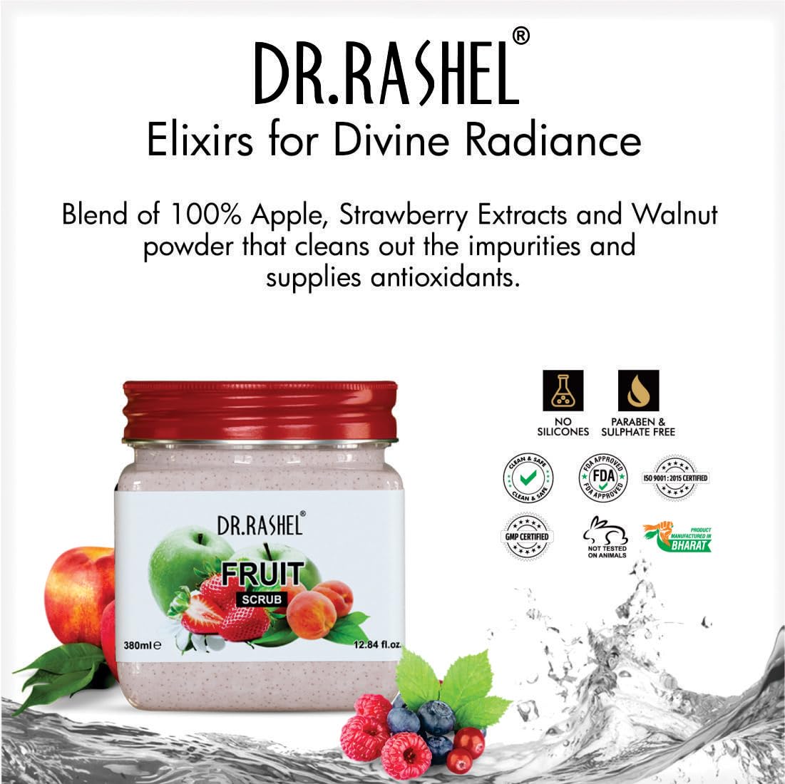 DR.RASHEL Customized Facial Combo Pack of Fruit Scrub | Fruit Cream| Fruit Skin Gel | Fruit Face Pack & Body Facial Kit For Women Paraben & Sulfate Free - Pack of 4 (380 ML) Each