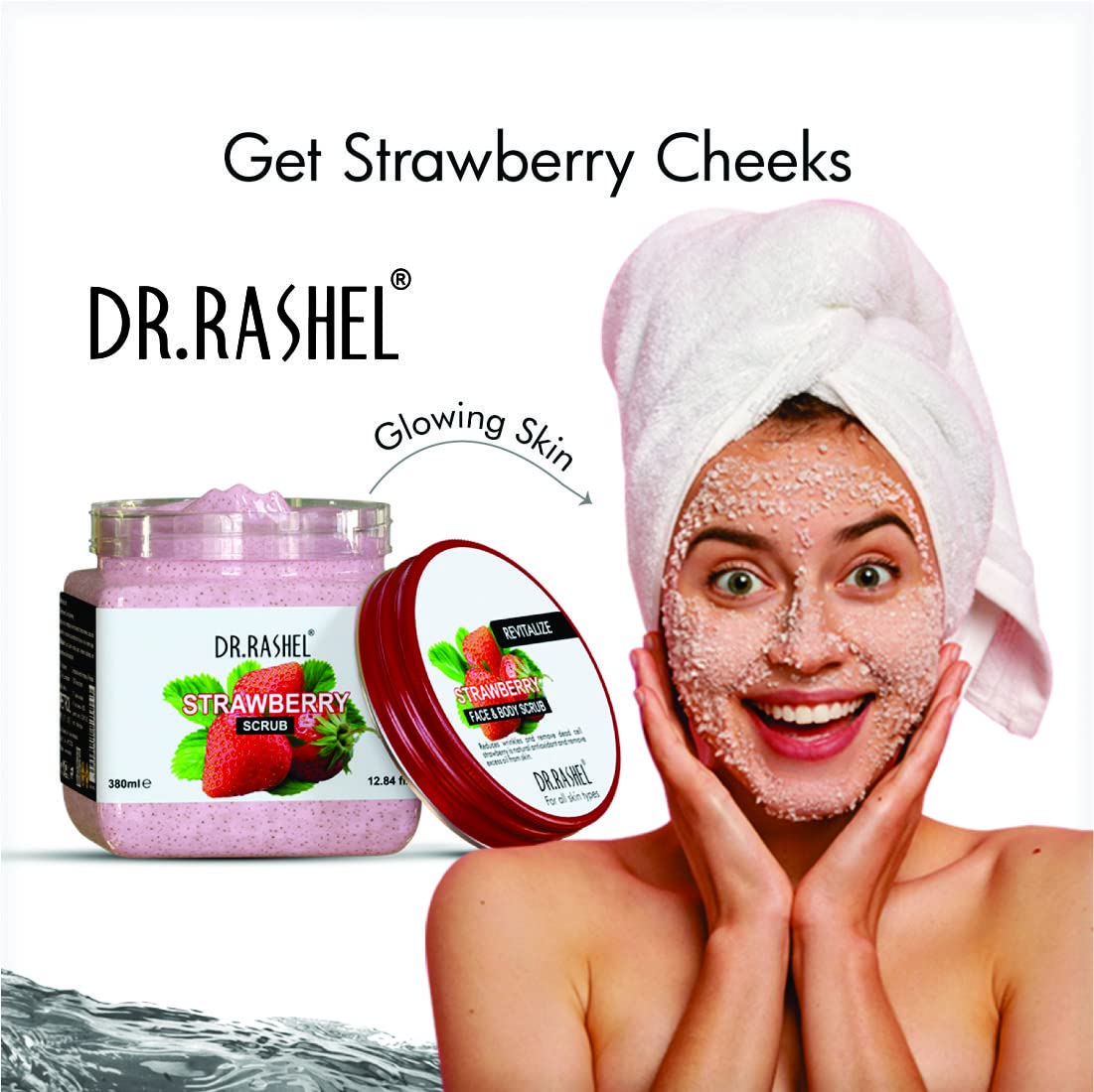 DR.RASHEL Strawberry Scrub For Face & Body (380 Ml) | All Skin |Cleanser Scrub For Deep Exfoliation | Dead Skin Remover Scrub | Tan Removal | Blackhead Remover Scrub