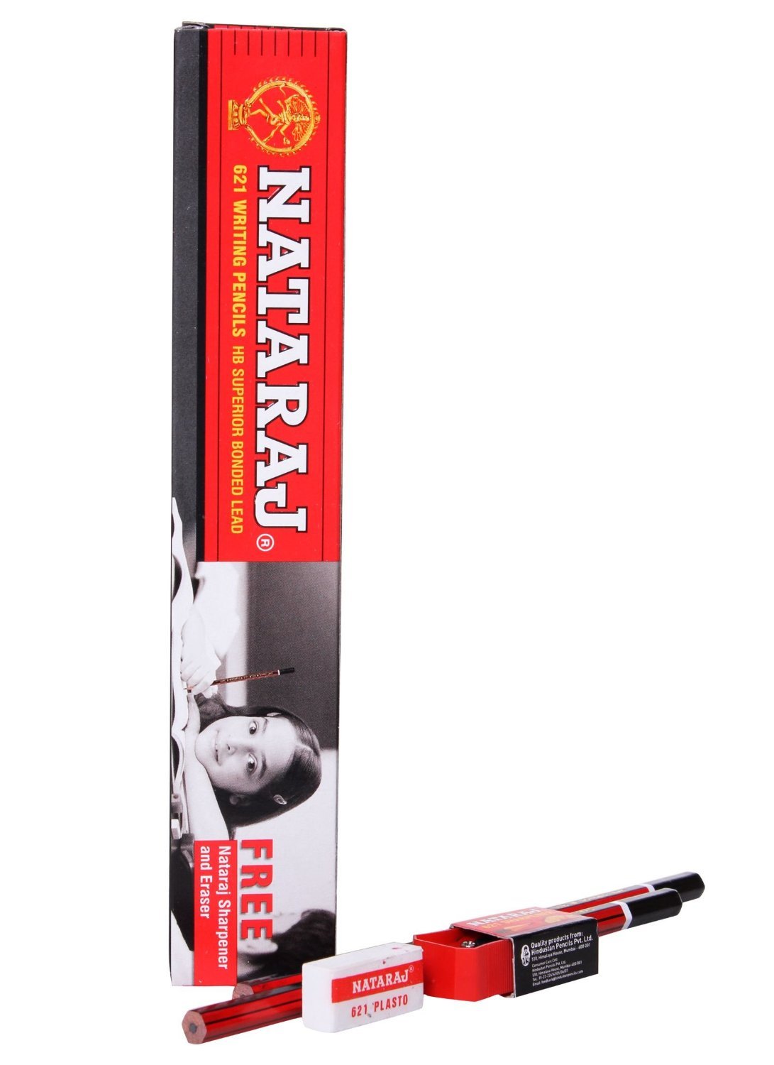 Nataraj Bold Dark Writing 10 Pencils Box With One Eraser Or Sharpener Free-Pack Of 3,Black